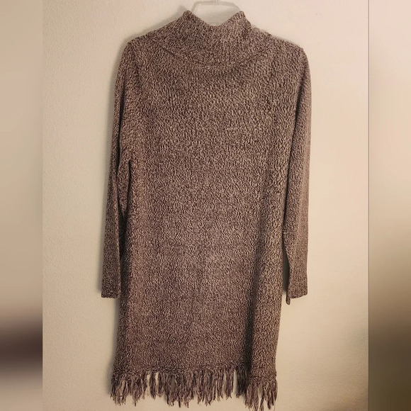 Notations Brown Cowl Neck Fringed Sweater   Size L - Picture 6 of 10